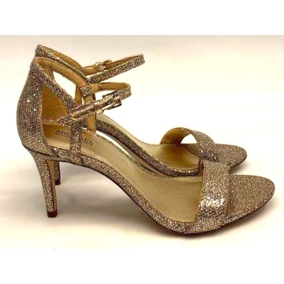 Michael Kors Gold Glitter Leather Stiletto Women's High Heels Size 7M - Picture 2 of 9
